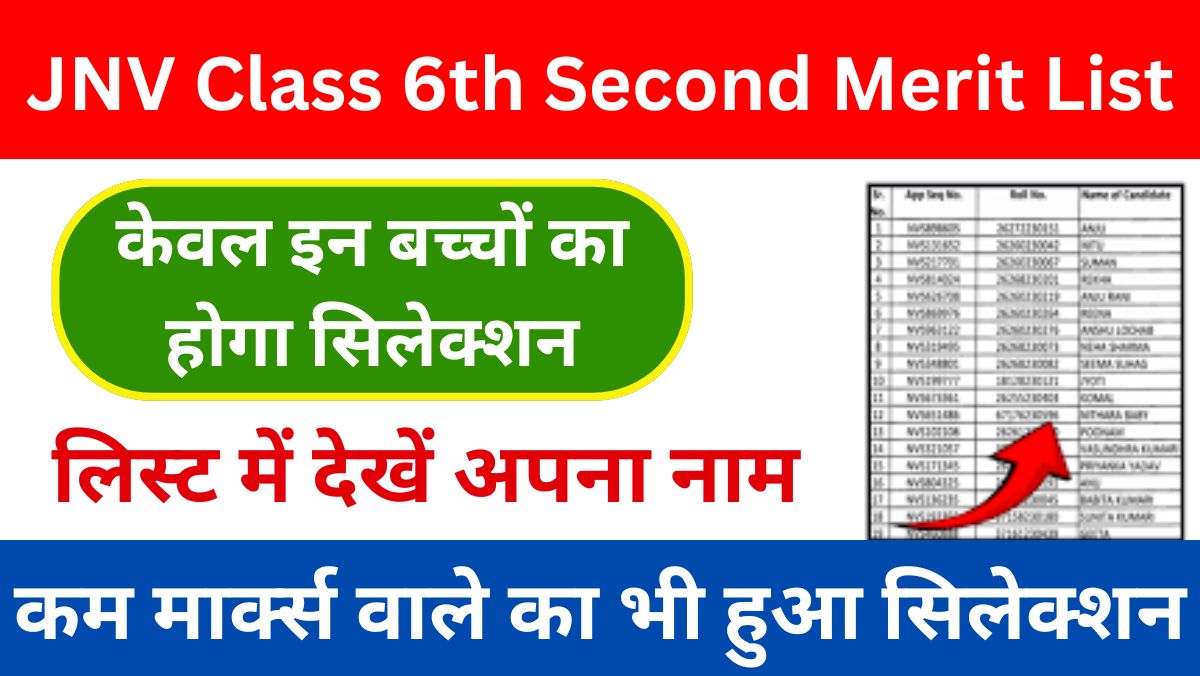 JNV Class 6th Second Merit List 2024: दूसरी मेरिट लिस्ट में इन बच्चों का आएगा नाम, देखें पीडीएफ लिस्ट