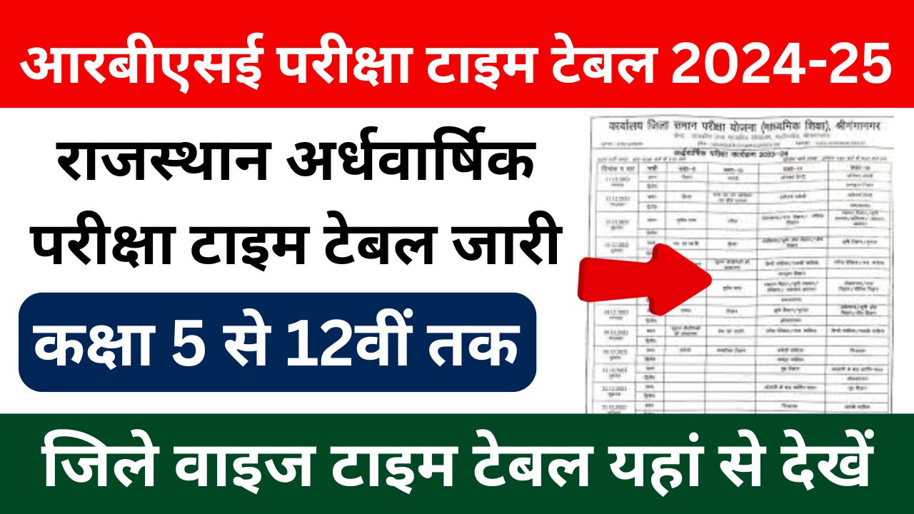 RBSE Half Yearly Time Table 2025 Class 5th 8th 9th 10th 11th 12th Exam Date Out आरबीएसई परीक्षा टाइम टेबल यहां से देखें