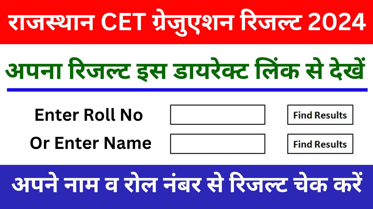 Rajasthan CET Result 2024 Name Wise, रिजल्ट चेक करने की पूरी प्रोसेस देखें