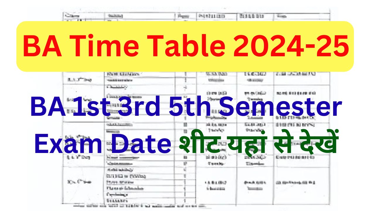 BA 1st 3rd 5th Semester Exam Date 2024 / BA Time Table 2025/ BA Time Table Download Kare